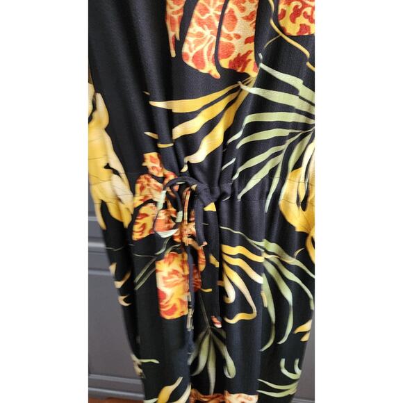 VINTAGE Hawaiian Moon Muumuu 4XL Tropical Palm Button front Maxi Dress 55"L - Picture 7 of 9